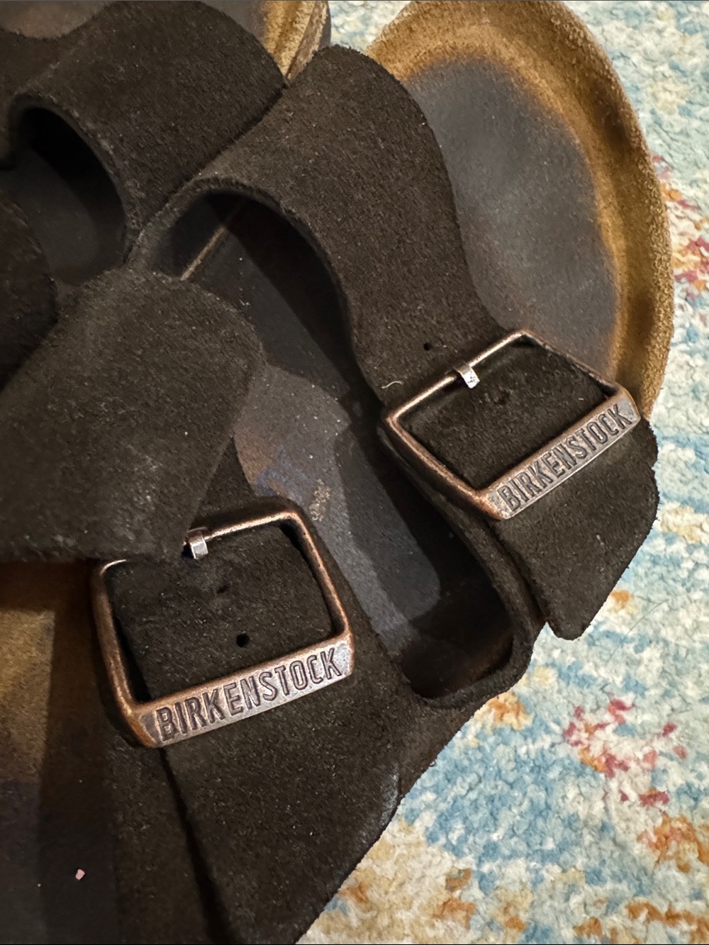 Birkenstock Dark Brown Suede Adjustable Double-Buckle Sandals - Picture 2 of 4